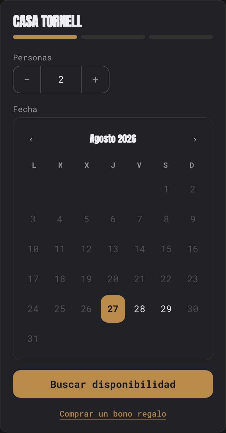 El widget de reservas con la marca del restaurante, en un móvil