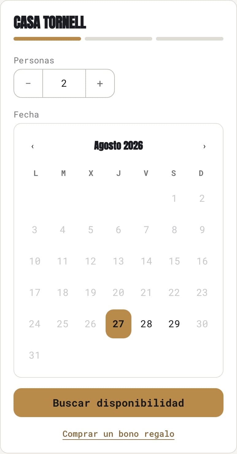 El widget de reservas con la marca del restaurante, en un móvil
